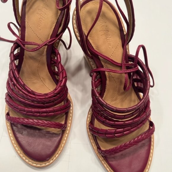 eight fifteen "Phoebe" chunky heel sandals w/ ankle wrap size 6.5 color "Berry" - Picture 7 of 7